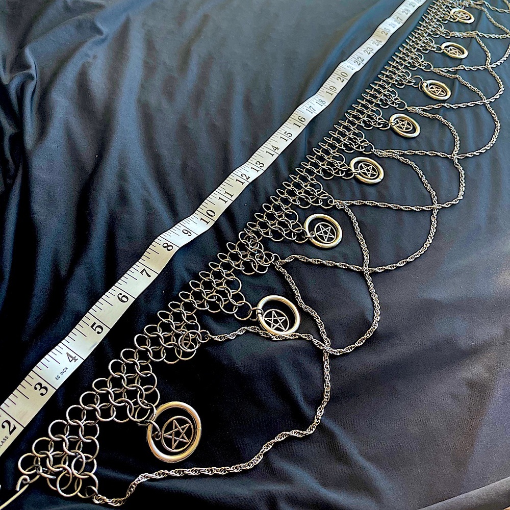 Pentagram chain bondage belt custom chainmail ring